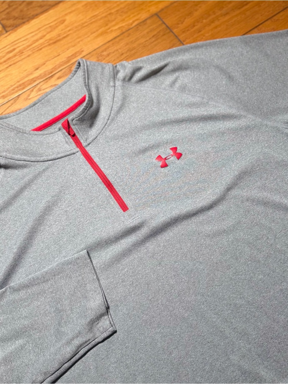 Under Armour Men’s Gray Quarter-Zip Pullover with Red Accents